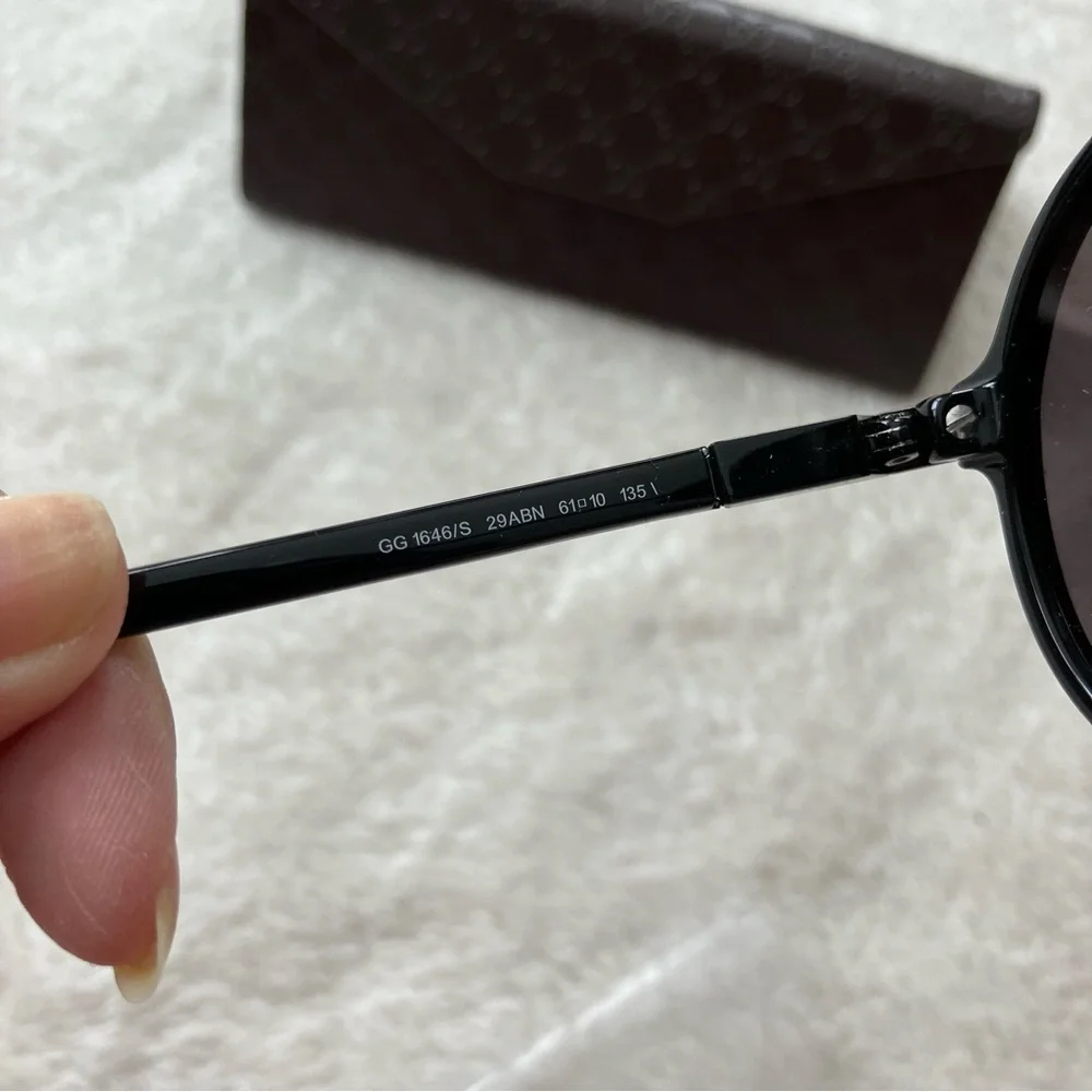 NWB Authentic Gucci GG 1646/s Unisex Aviator Sunglasses Black Brown - Picture 8 of 8